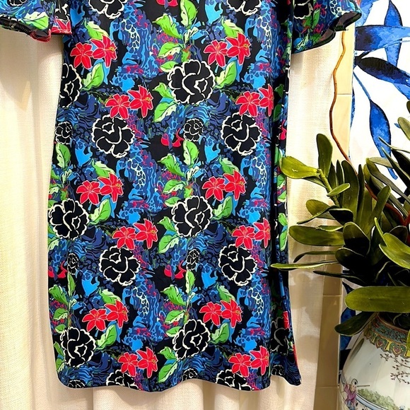 NWOT Chelsea Gunn Floral Multicolor Polyester and Spandex 3/4 Length Sleeve S - Picture 10 of 10